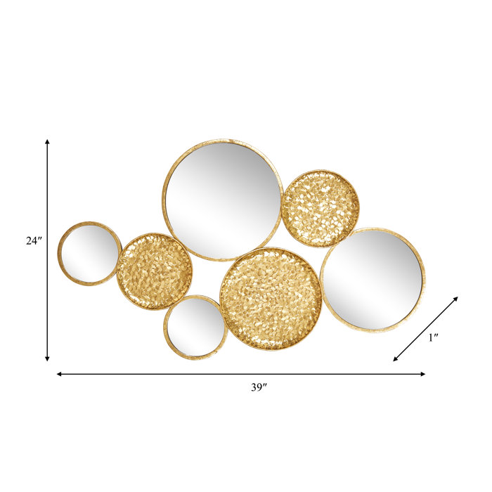 Lark Manor 39" Decorative Mirrored Wall Decor Contemporary Round Gold
